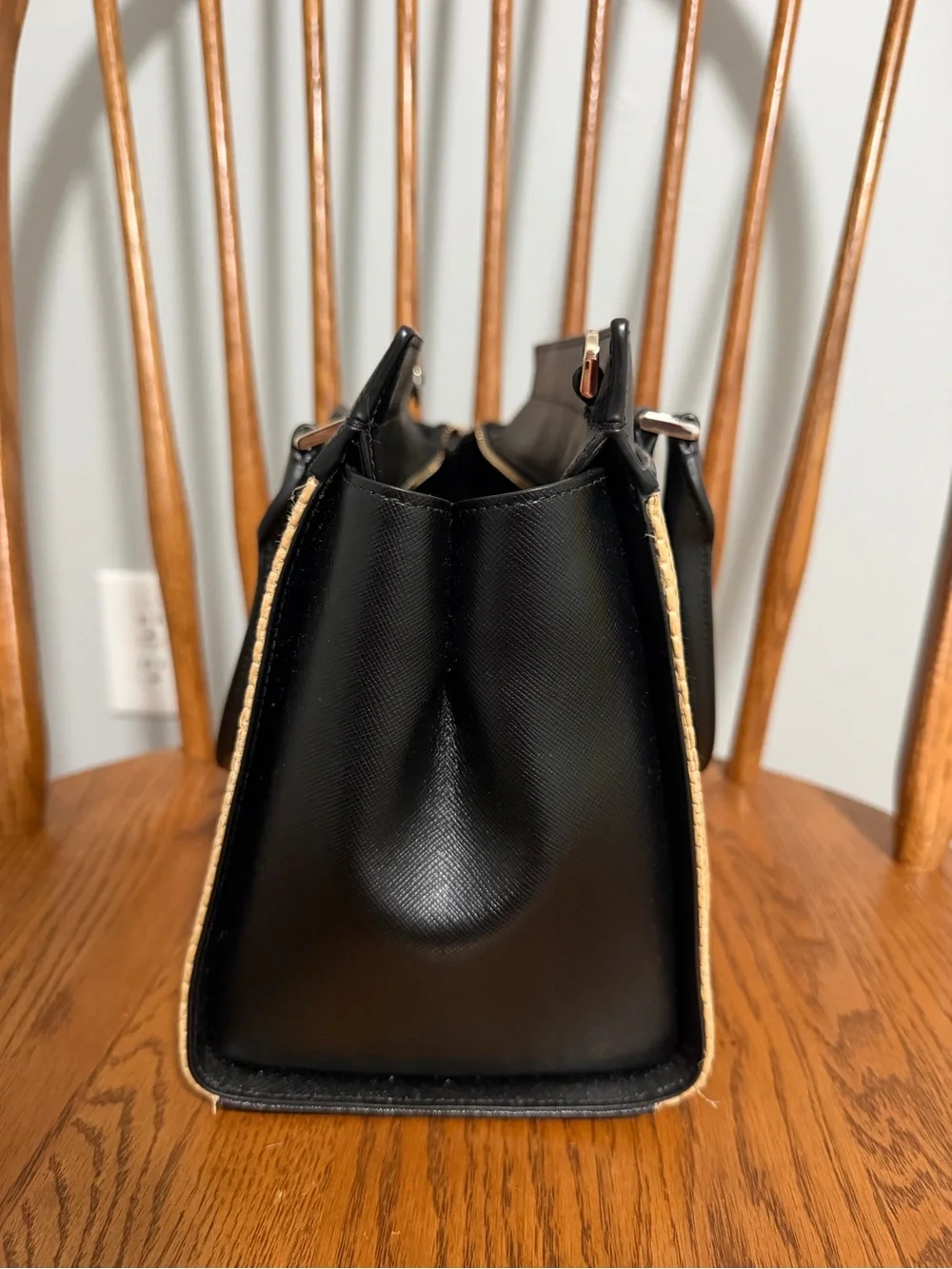 kate spade Black and Tan Woven Satchel